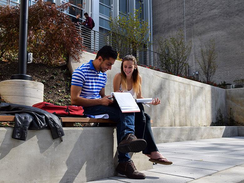 two students on campus